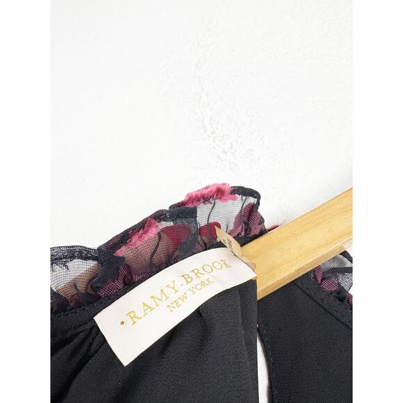 Ramy Brook Leona Floral Burnout Jumpsuit Size 0 Black Velvet Straight Leg - Picture 5 of 15